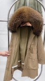 New style style overcomes female otter rabbit fur inner lining raccoon fur collar long fashionable casual fur coat for women in autumn and winter