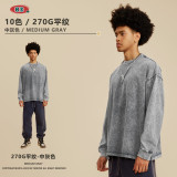 Men's Autumn and Winter Men's T-shirt 270G Vintage Wash Long Sleeve T-shirt Long Sleeve T-shirt Men's Fashion Brand American
