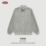Men's Autumn and Winter 420G Heavyweight Washed Blue Pattern Raglan Zipper Coat Vintage Street Fashion Brand Sweater
