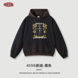 Autumn and Winter American Heavyweight Washed Rubbed Edge Printed Hoodie for Men's Loose High Street Fashion Brand Hoodie
