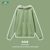 男式秋冬纯色卫衣升级宽松情侣连帽卫衣多巴胺纯色重磅抓绒男帽衫