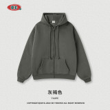 Men's Autumn and Winter Heavyweight Thickened Solid American Zipper Sweater Blank Shirt Loose Fashion Brand Coat for Men