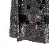 Black Suit Coat Women's Spring and Autumn Fashion, Fashionable and Slim Fit, Explosive Street Sequin Small Suit Top Trend