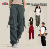 Summer Wide Leg Loose Large Pocket Workwear Pants American Fashion Hiphop Jazz Pants Male