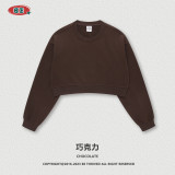 Women's Autumn and Winter American Fashion Brand Heavyweight Short Round Neck Sweater Women's European and American Loose Sweet Cool Spicy Girl Top