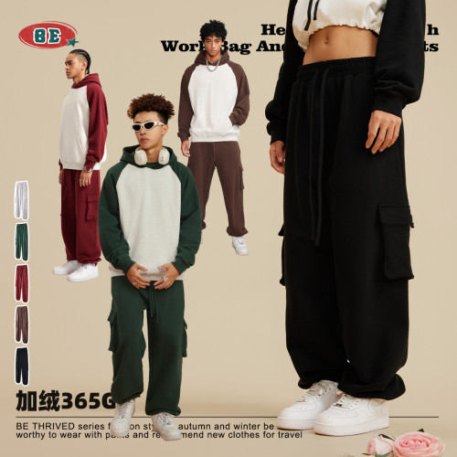 Men's Autumn and Winter Fashion Brand Men's Wholesale Workwear Pants Men's plush leggings Loose Sports Casual Pants