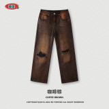 Men's Spring/Summer American Fashion Brand Washed Teenager's Broken Hole Jeans Men's Straight Tube Jeans Men's