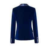 New women's outerwear on foreign trade shows in Europe and America, high-end gray suit with slimming and slimming buttons, velvet and slimming suit outerwear