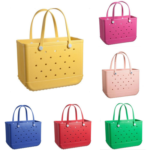 Cross border women's handbag, colorful printed waterproof hole bag, beach bag, storage bag, lightweight shopping basket