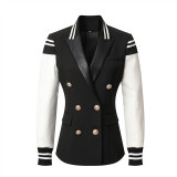 New Autumn Women's Slim Coat Suit Mature Temperament European and American Slim Fit Suit Women's Cotton