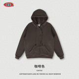 Men's autumn and winter heavyweight solid color fleece S-shaped zippered hoodie American loose fashion label hoodie