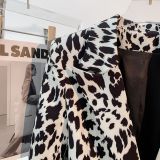 European and American New Gradual Leopard Pattern Sexy V-neck Woolen Coat Women's New Fashion Temperament Style Coat