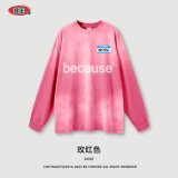 Autumn and Winter 260G Water Wash Gradient Letter Printing Long Sleeve T-shirt Vintage Street Fashion Brand Couple T