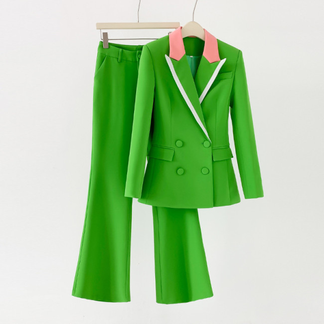 Spring and Autumn Temperament Foreigner Set Women's Fashion Slim Fit Suit Small Coat Dropped Flare Pants Commuter Workplace Two Piece Set