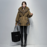 Fox Fur Large Fur Collar Fur Coat Women's Pie Overcoming Rex Rabbit Fur Inner Tank Detachable Winter New Coat