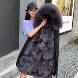 Winter New Detachable Fox Fur Grass Inner Liner Pie Overcoming Coat Women's Mid length Coat One Piece Replacement