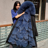 Winter New Detachable Fox Fur Grass Inner Liner Pie Overcoming Coat Women's Mid length Coat One Piece Replacement