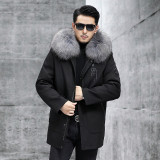 Parker Men's Fox Fur Inner Gall Raccoon Fur Collar Medium Long Fur One Piece Fur Coat Detachable Haining