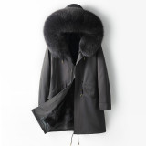Haining Pai Overcomes Men's Fox Fur Grass Inner Liner Fur One Piece Men's Coat Long Detachable