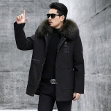 Parker Men's Fox Fur Inner Gall Raccoon Fur Collar Medium Long Fur One Piece Fur Coat Detachable Haining