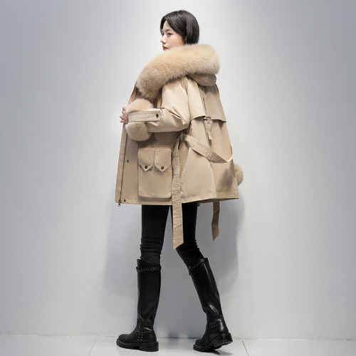 Pai Overcomes Women's New Popular Winter Fox Fur Inner Tank Detachable Fur Coat Mid length Young Style