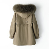 Haining Fur Coat Women's Pie Overcomes Winter Rex Rabbit Hair Inner Liner Detachable Fur One Piece Large Fur Collar