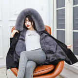 Ao'er Run New Fox Fur Grass Inner Lining Pie Overcoming Coat Women's Mid length Haining Fur Coat
