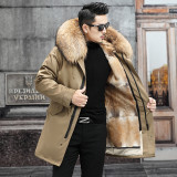 Winter new parka men's mink fur inner liner detachable mink fur coat men's fur coat