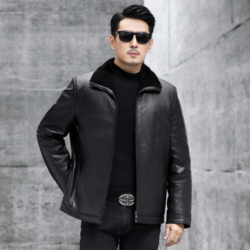 Winter Haining fur integrated inner liner for men's top layer cowhide leather coat jacket, thickened new style