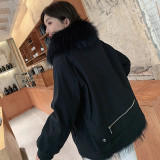 Pai Overcome Women's Short Detachable Rabbit Fur Inner Gall Haining Fur Coat Youth Raccoon Fur Collar Fashion Winter Wear