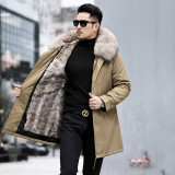 Pai Overcomes Men's Mink Fur, Mink Fur, and Inner Tank Nick Suit New Leather and Fur Integrated Men's Mid length Fur Coat