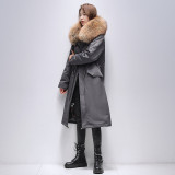 Haining Winter Mink Fur Inner Gall Long Mink Skin Coat Women's Whole Mink New Parker Fur Coat
