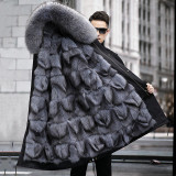 Men's Pie Overcomes Fox Fur Inner Tank Detachable Fur Coat Men's Mid length Fur One Piece Nick Coat