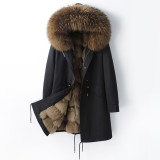 Haining Autumn and Winter New Parker Coat Men's Fox Fur Inner Liner Detachable Fur Coat Medium Long Coat