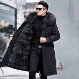 Fox Fur Inner Tank Detachable Pai Overcomes Men's Winter New Fur Coat Nick Suit Mid length Coat