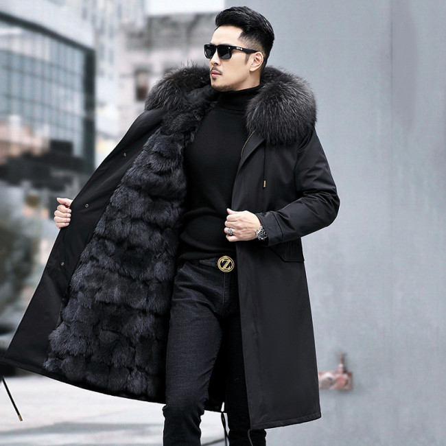 Fox Fur Inner Tank Detachable Pai Overcomes Men's Winter New Fur Coat Nick Suit Mid length Coat