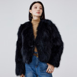 Haining New Imported Fox Fur Grass Coat Women's Short Haining Real Fur Fur Fur One Piece Women's Coat