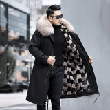 Haining New Autumn and Winter Mink Fur Inner Liner Pie Overcomes Men's Coat Medium Length Detachable Fox Fur