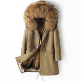 Haining Winter's new parka men's fur coat, fox fur inner liner, detachable men's coat, long style