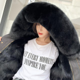 A Haining winter new style parka for women with fox fur collar to overcome dismantling fur for women