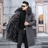 Haining Pai Overcomes Men's Fox Fur Grass Inner Liner Fur One Piece Men's Coat Long Detachable