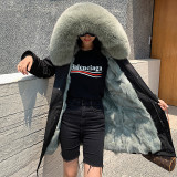 Haining Pai Overcomes Women's Winter New Fox Fur Grass Inner Tank Parker Coat Detachable Mid length Coat