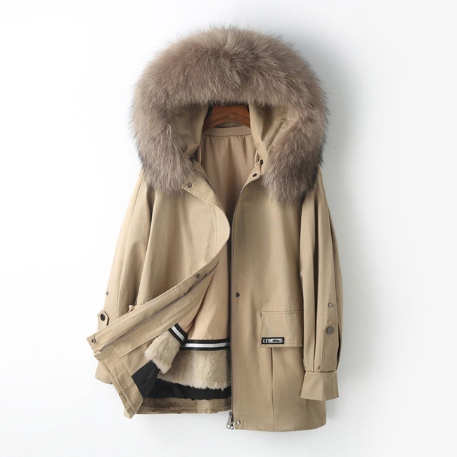Rex Rabbit Fearless Guy Overcomes Female Fur Coat Mid length Autumn/Winter New Detachable Fur Collar