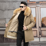 Parka men's winter otter rabbit fur inner liner detachable coat fur one piece men's fur coat medium length