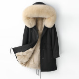 Haining Pai Overcomes Women's New Popular Winter Mid length Detachable Tank Fox Fur Grass Coat