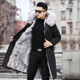 Haining Pai Overcomes Men's Fox Fur Grass Inner Liner Fur One Piece Men's Coat Long Detachable