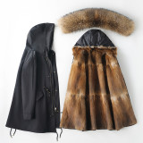 Pai Overcomes Female Green Root Sable Inner Tank Autumn and Winter New Mid length Detachable Coat Fur Coat