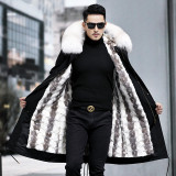 New fur coat pie overcomes male mink fur, whole mink inner tank, medium length mink fur coat, fox fur large collar