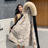 Haining Pai Overcomes Women's Winter New Fox Fur Grass Inner Tank Parker Coat Detachable Mid length Coat