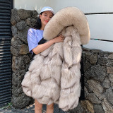 Winter New Detachable Fox Fur Grass Inner Liner Pie Overcoming Coat Women's Mid length Coat One Piece Replacement